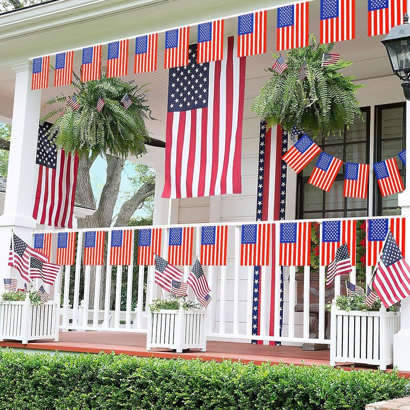 NOVWANG American Flag Banner - 100PCS USA Flag Banners for Independence Day, Patriotic Events, Sports, Bars Decorations