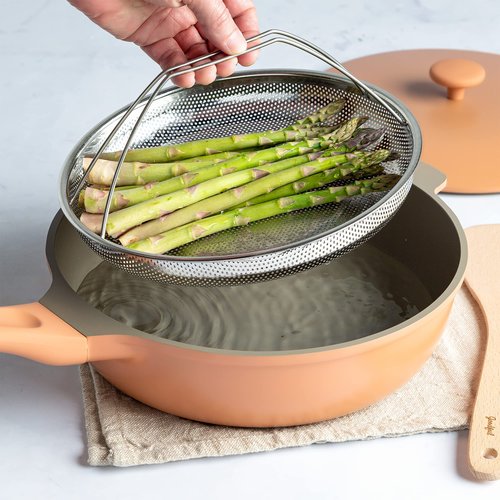 Goodful All-In-One Pan Steamer Basket, Premium Stainless Steel Construction, Dishwasher Safe, Perfect for Steaming Vegetables, Full Handle for Easy Use