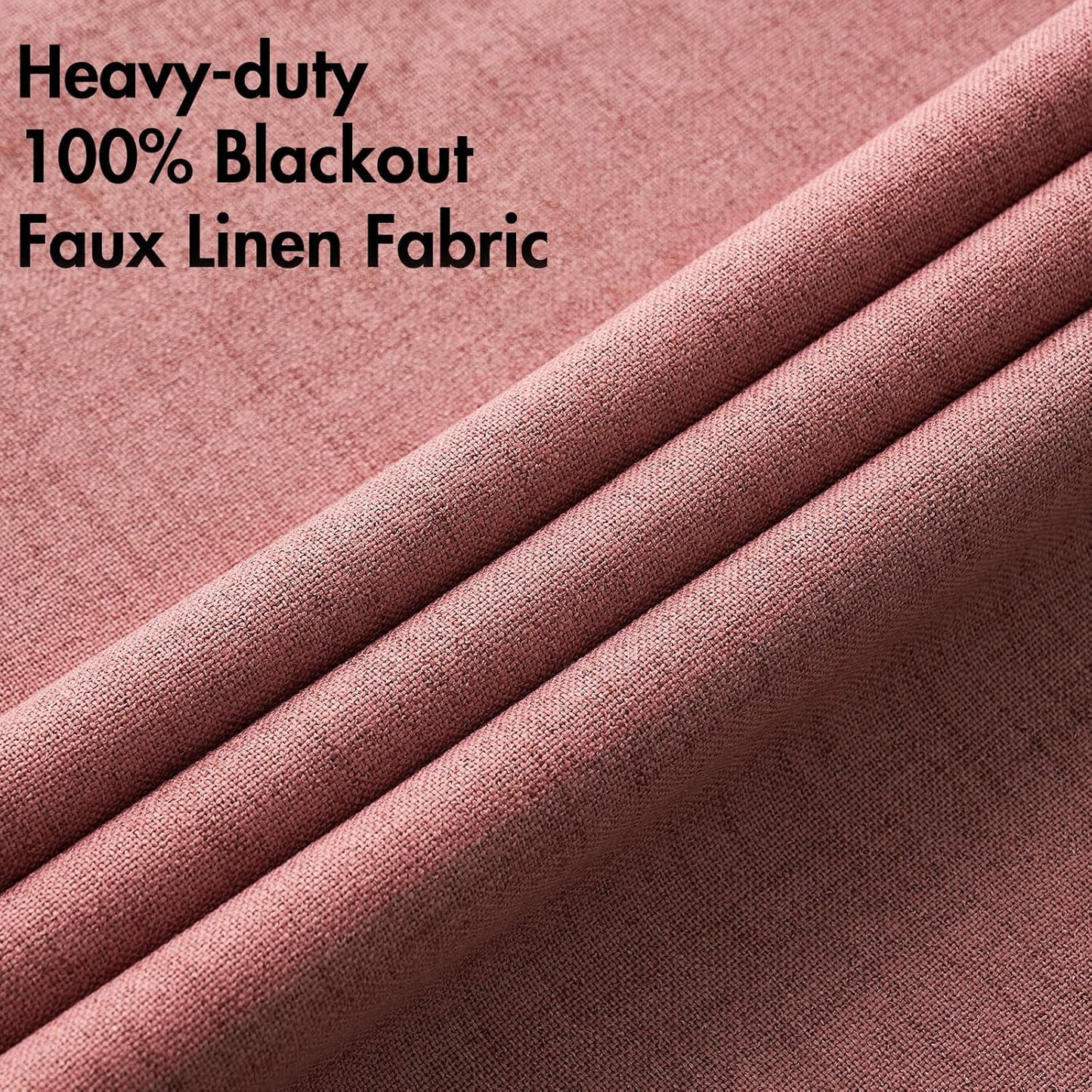 MIULEE 100% Blackout Linen Textured Curtains - Solid Thermal Insulated Drapes in Dusty Rose | 42 x 84 Inch (2 Panels)