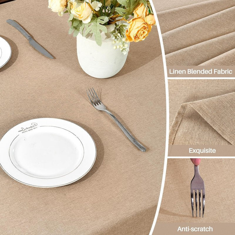 AUSSPVOCT Textured Linen 54 Inch Round Tablecloth Up to 36'' Tables, Waterproof Spill-Proof Fall Table Cloth Wrinkle Free Circle Dining Tablecover for Birthday Farmhouse Easter Holiday Party Decor