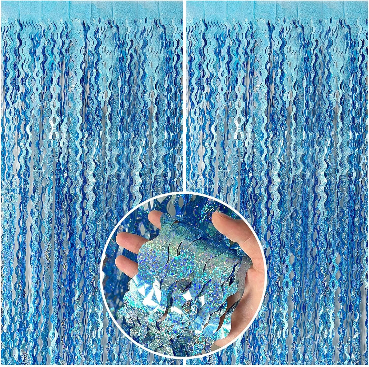 Skiennix Tinsel Foil Fringe Curtains - Sparkling Wavy Backdrop for Parties & Events | Perfect for Photo Booths