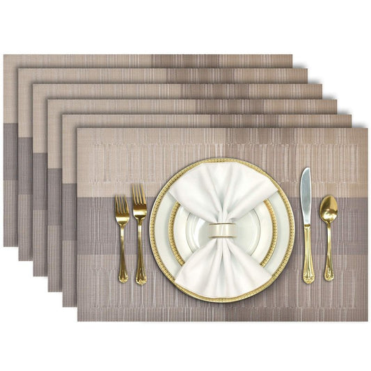 Aofmee Placemats, Placemats Set of 6, Heat Resistant Place Mats, Washable PVC Table Mats, Woven Vinyl Plastic Placemats for Dining Table, Non-Slip Stain Resistant Kitchen Table Placemats Easy to Clean
