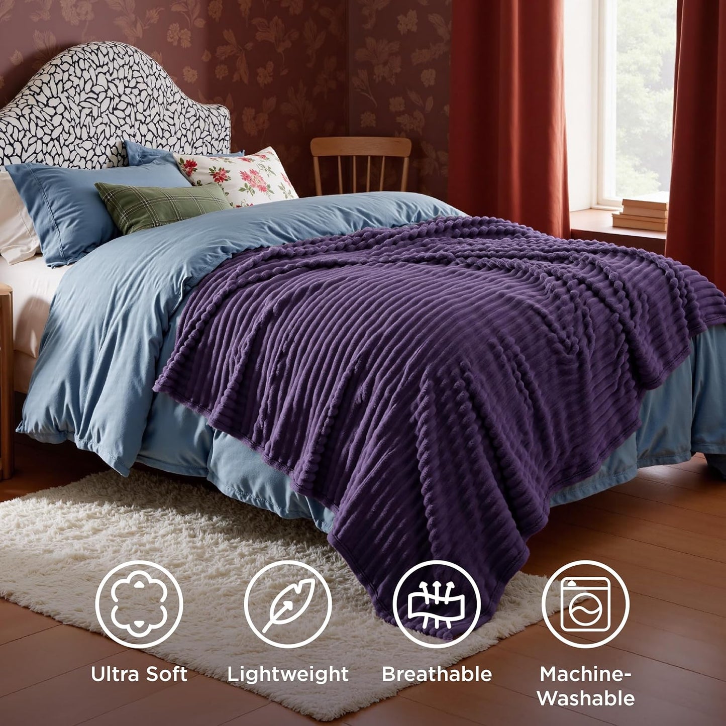 Bedsure GentleSoft Throw Blanket - Super Soft Cozy Purple Blanket for Couch | 50x70 Inches