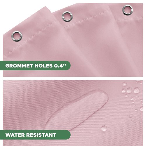 Biscaynebay Hotel Quality Fabric Shower Curtain Liners 72 Inch by 72 Inch, Pink Water Resistant Bathroom Curtains, Rust Resistant Grommets & Weighted Bottom Machine Washable