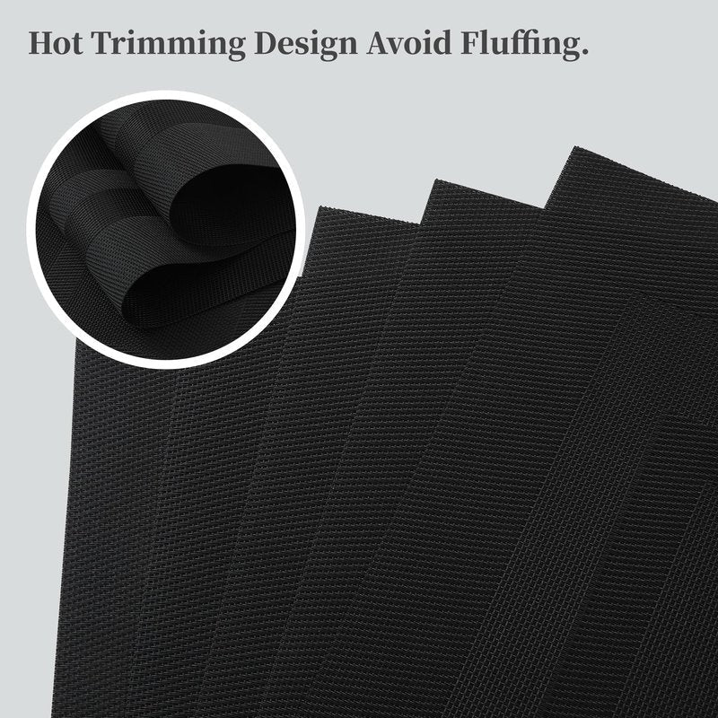 Leetaltree Black Frame Placemats Set of 8 - Heat Resistant Non-Slip Place mats for Dining Table, Washable Durable PVC Vinyl Woven Table Mats（Black Frame, 8）