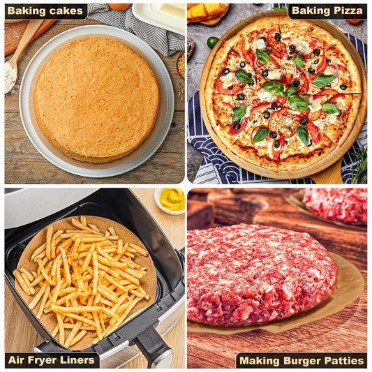 SMARTAKE 200 Pcs Unbleached Parchment Paper Baking Sheets Round, 8 Inches Non-Stick Precut Baking Parchment, for Baking Grilling Air Fryer Steaming Bread Cup Cake Cookie and More