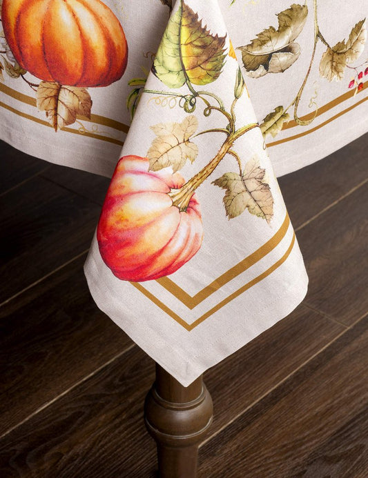 Maison d' Hermine Table Cloth Square Table 100% Cotton 54 x 54 Inches Fall Tablecloth Reusable Everyday Use for Thanksgiving Christmas Decorations Dining Farmhouse Party (Potiron)