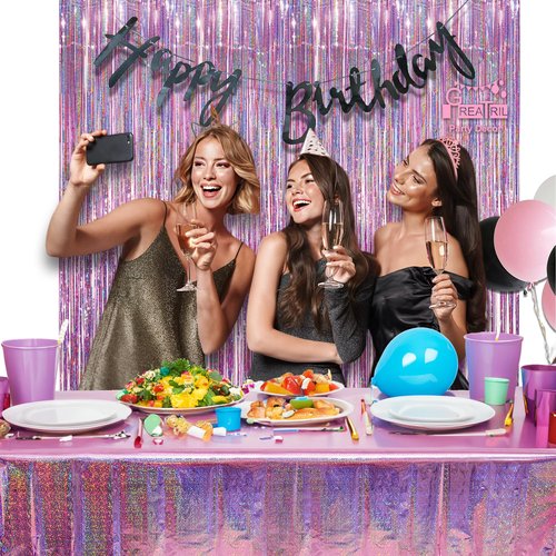 GREATRIL Pink Party Table Cloth Disposable Rectangle Tablecover for Birthdays Girls Princess Anniversary Celebration Tablecloth Decorations - 54'' x 108'' - 2 Packs