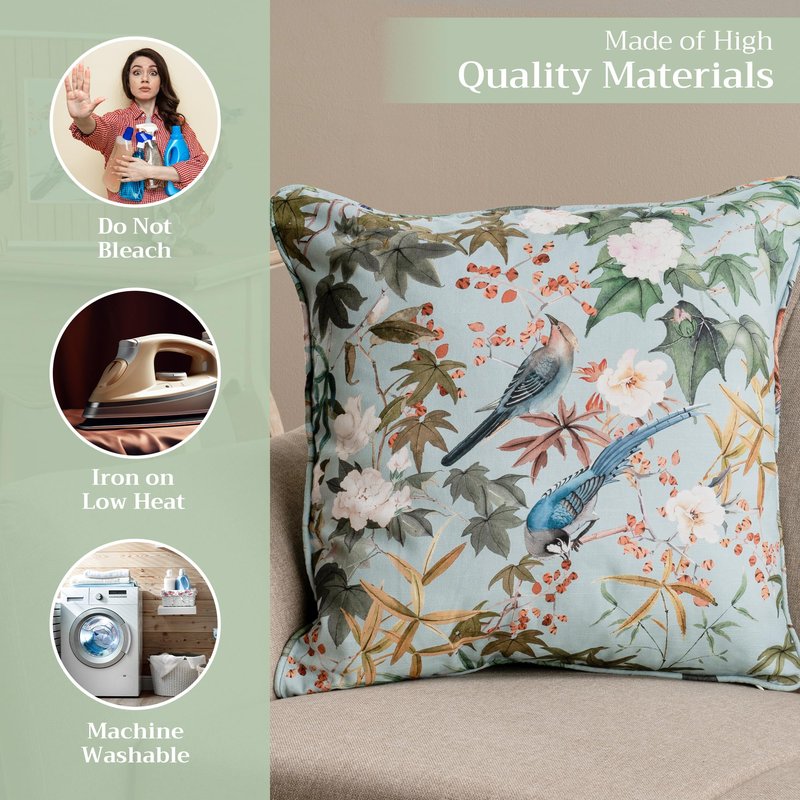 Maison d' Hermine Decorative Pillow Covers 18 x 18 inch Square 100% Cotton Throw Pillow Covers with Invisible Zipper for Living Room Couch Chair Sofas Gifts for Mothers Day - Hokuzai - Blue