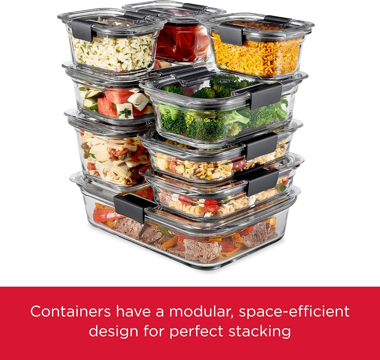 Rubbermaid Brilliance Glass Food Storage Containers - 3.2 Cup, BPA-Free, Leak-Proof, Set of 4