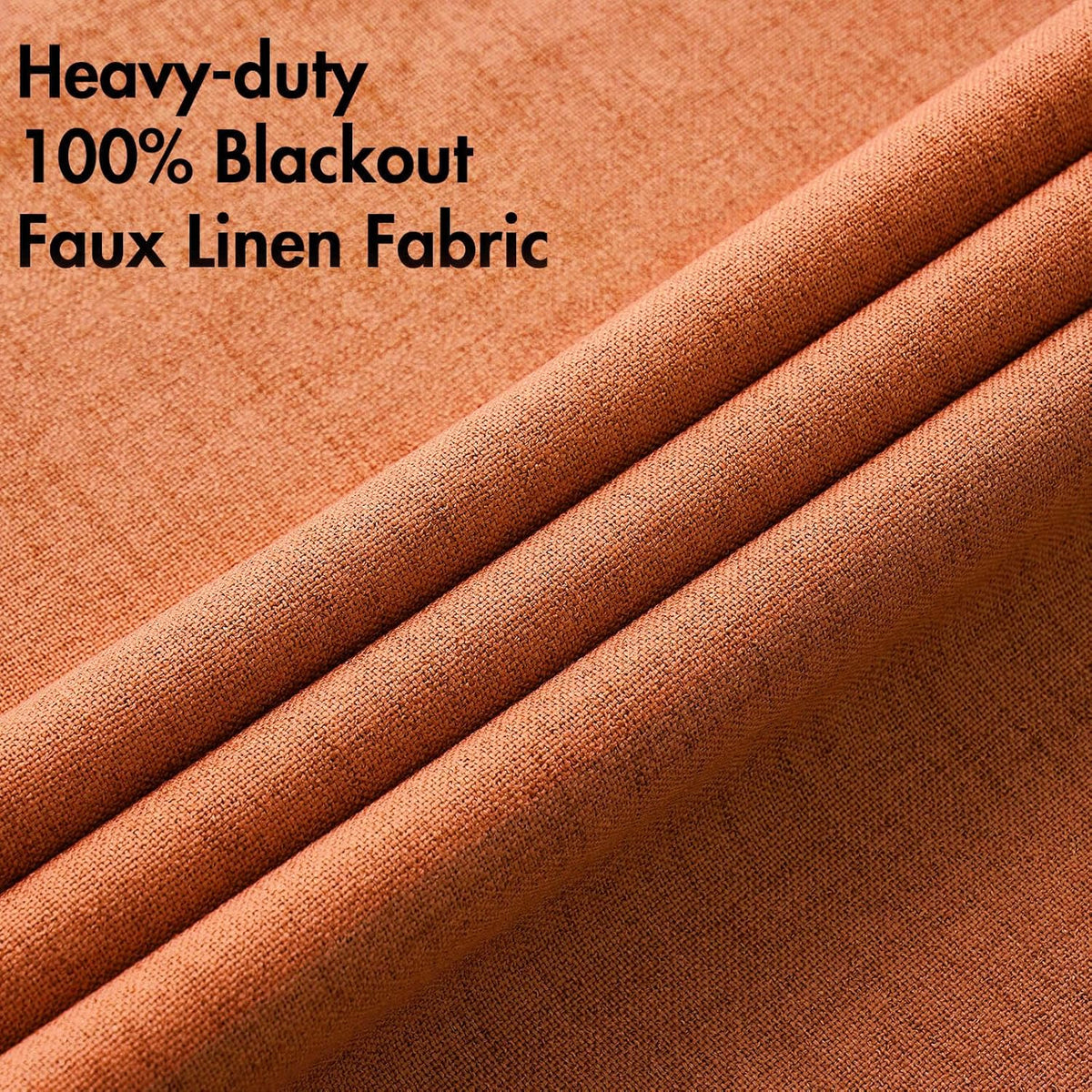 MIULEE Linen Curtains - 100% Blackout Thermal Insulated Orange Drapes | Room Darkening 52 x 90 Inch (2 Panels)