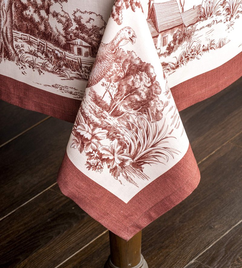 Maison d' Hermine Table Cloth Rectangle Table 100% Cotton 70 x 108 Inches Fall Tablecloth Reusable Everyday Use for Thanksgiving Christmas Decorations Dining Farmhouse Party (Holy Jouy - Brown)