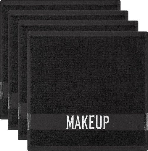 Cotton Paradise Makeup Remover Towels - 100% Cotton, Soft Black Face Cloths | 12x12 Inch, 4 Pack