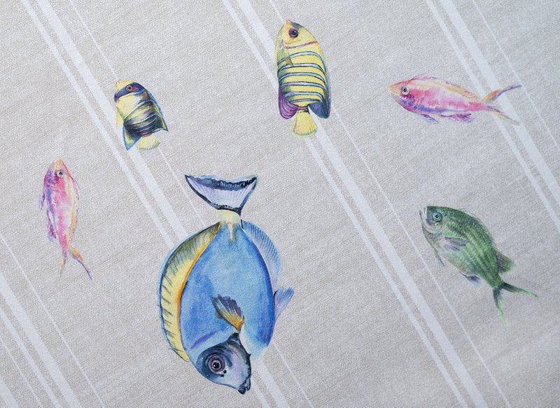 Maison d' Hermine Table Cloth Square Table 100% Cotton 54 x 54 Inches Tablecloth Reusable Decorative for Dining Kitchen Room Farmhouse Home Gifts for Mothers Day Spring Summer - Poisson