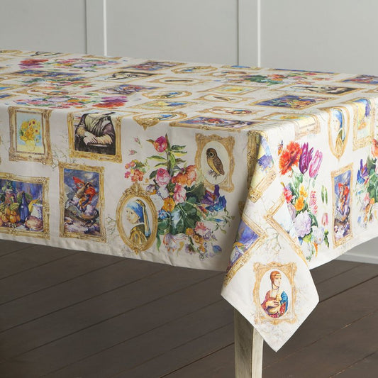 Maison d' Hermine Table Cloth Square Table 100% Cotton 60 x 60 Inches Tablecloth Reusable Decorative for Dining Kitchen Room Farmhouse Home Gifts for Mothers Day Spring Summer - Masterpiece
